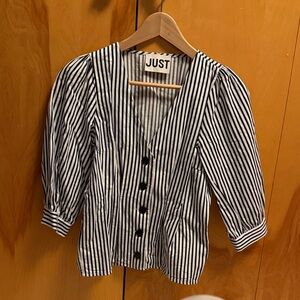 Just Female Black and White Striped Blouse
